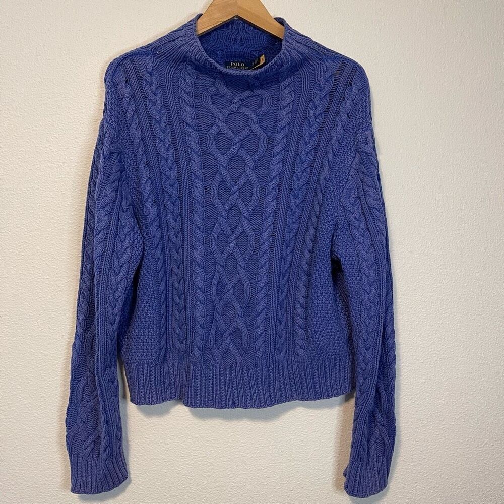 Polo Ralph Lauren Aran-Knit Cotton Turtleneck Sweater Size XL
